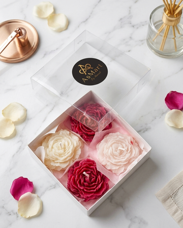 Luxury Rose Flower Scented Candle Gift Set (Set of 4)