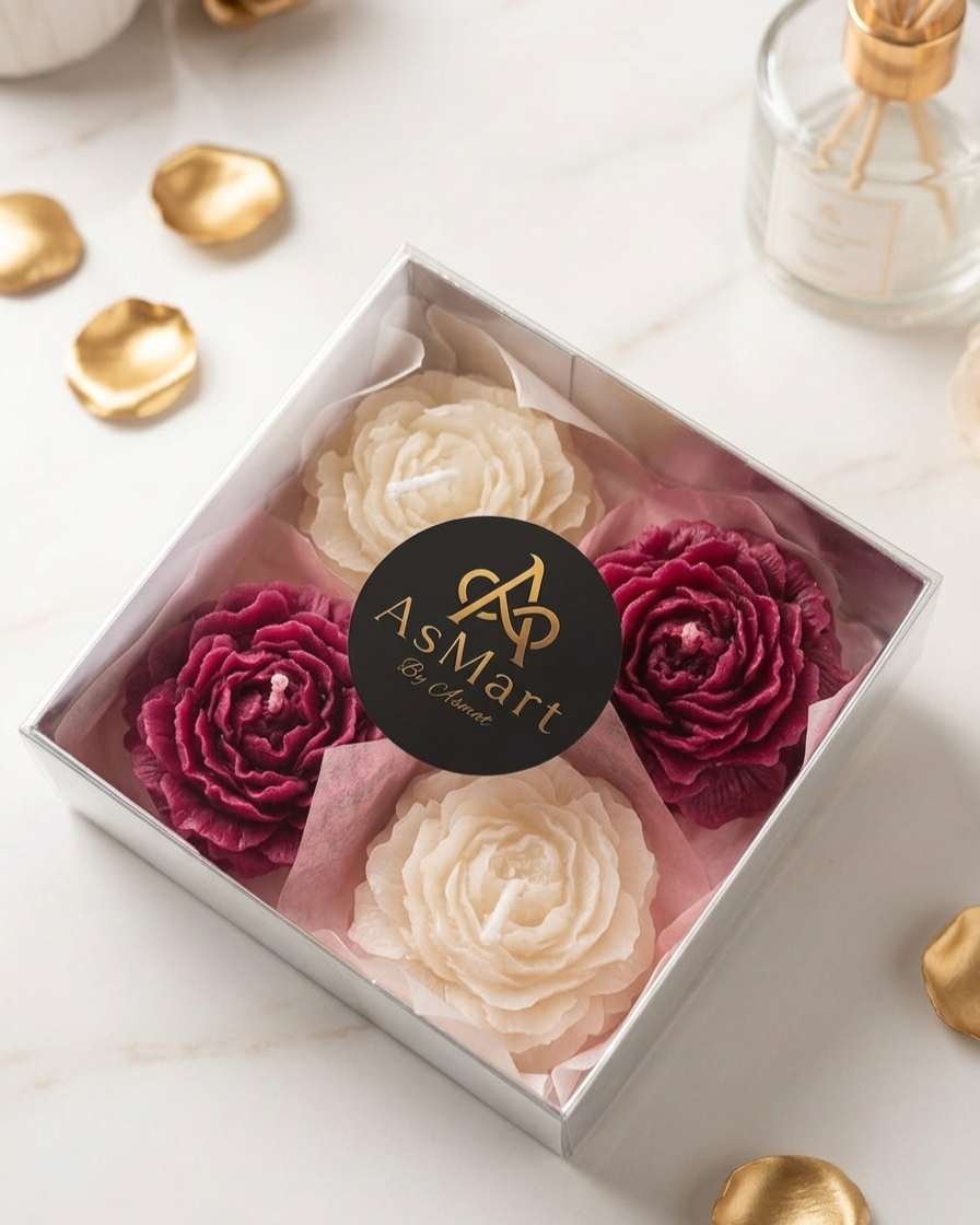 Luxury Rose Flower Scented Candle Gift Set (Set of 4)