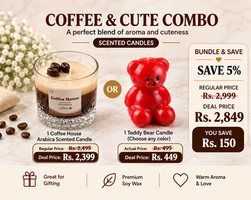 Coffee House Arabica Scented Soy Candle & Homemade Teddy Bear Scented Candle Combo