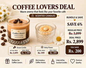 Coffee House Arabica Scented Soy Candle & Homemade Daisy Flower Scented Candle Combo