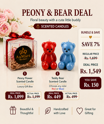 Luxury Homemade Peony Flower Scented candle & Homemade Teddy Bear Scented Candle