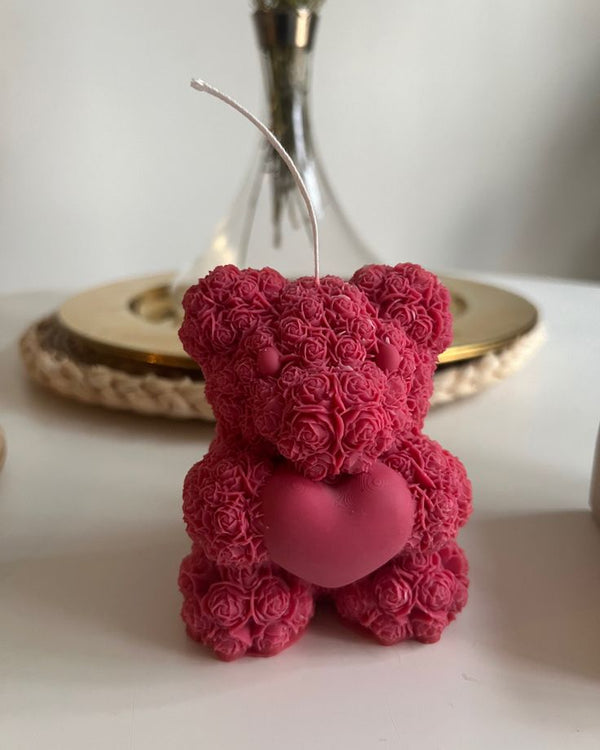 Rose Teddy Bear Soy Wax Scented Candle