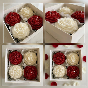 Luxury Rose Flower Scented Candle Gift Set (Set of 4)
