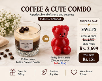 Coffee House Arabica Scented Soy Candle & Homemade Teddy Bear Scented Candle Combo