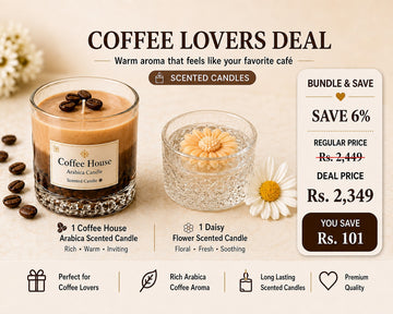 Coffee House Arabica Scented Soy Candle & Homemade Daisy Flower Scented Candle Combo