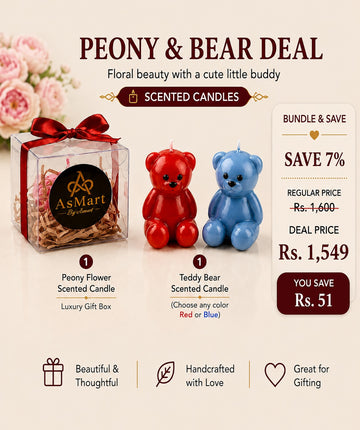 Luxury Homemade Peony Flower Scented candle & Homemade Teddy Bear Scented Candle
